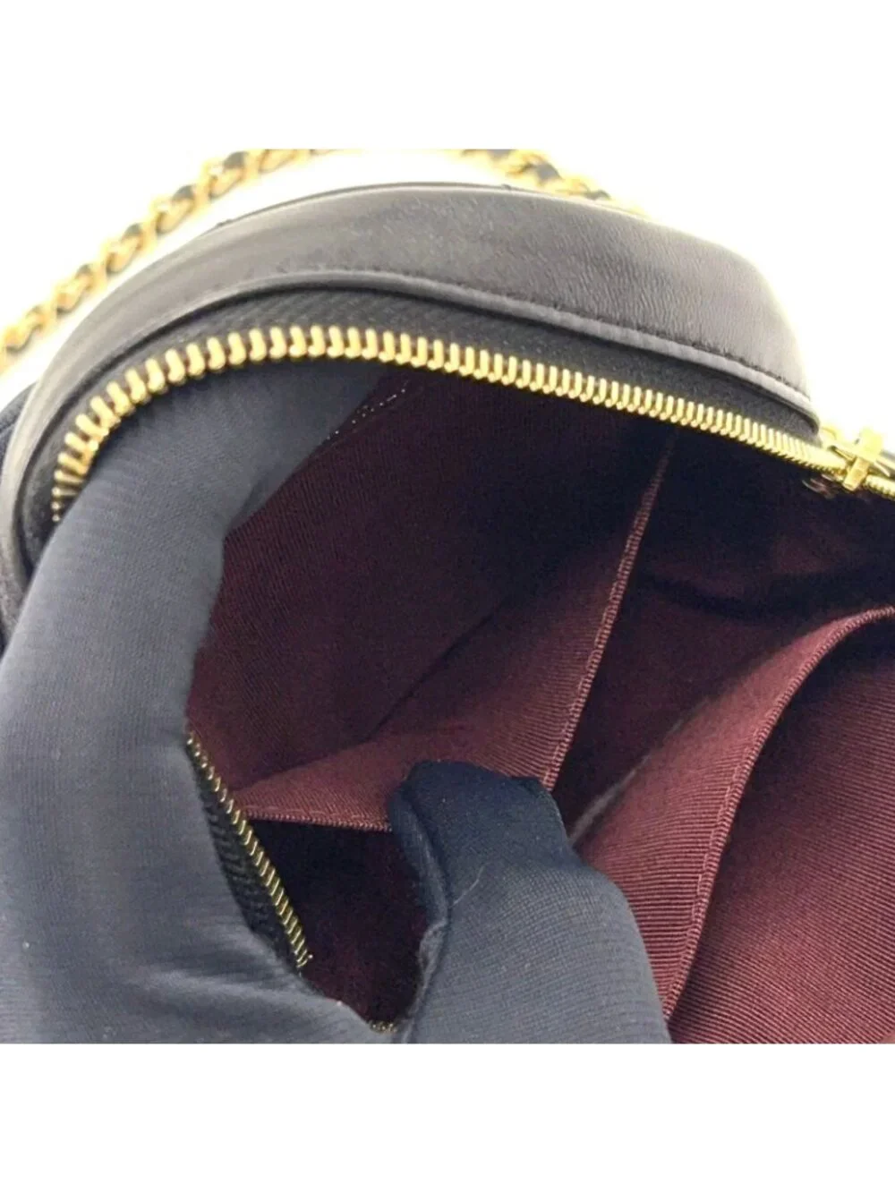 Chanel Classic Round Chain Lambskin Black Shoulder Bag Gold